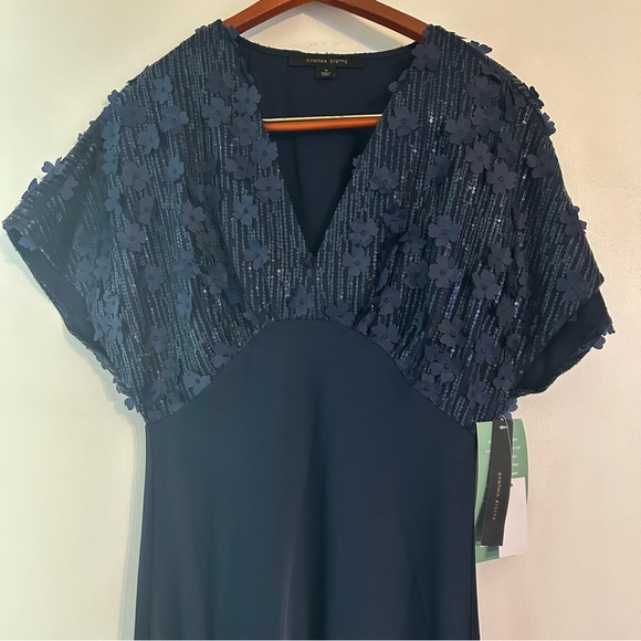 NWT Cynthia Steffe Navy Blue Long Dress Wedding Mother of Bride Groom Size 8 - Picture 4 of 10